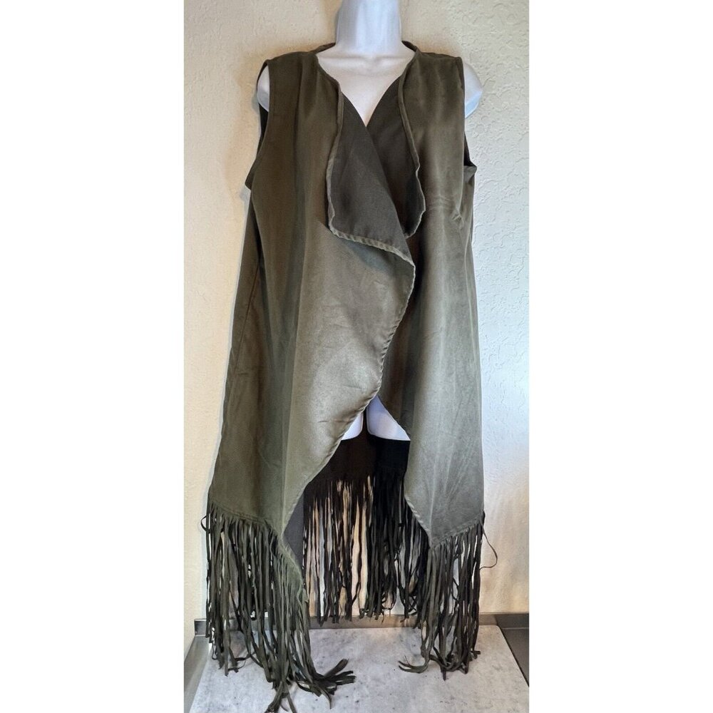 Rock & Roll Cowgirl Western Duster Kimono Cover Brown Fringe Size L